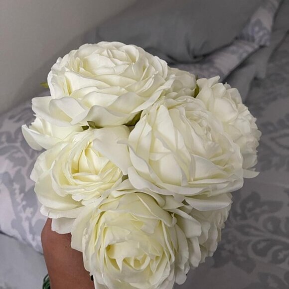 NEW Artificial Roses 10 Heads 2.8" Flowers Arrangement Silk Bouquet - Picture 2 of 8